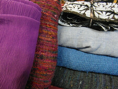Various fabrics, dyed and overdyed, for Olympus, Angus Straithie designer