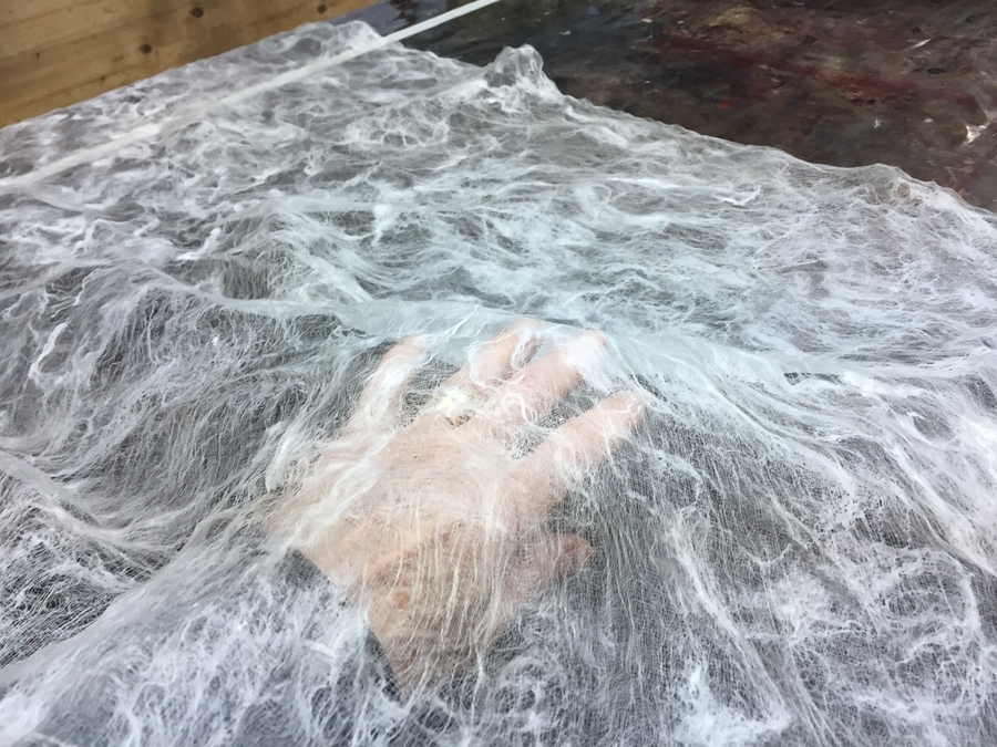 Silk spiderweb fabric for the Chilling Adventures of Sabrina
