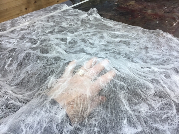 Silk spiderweb fabric for the Chilling Adventures of Sabrina